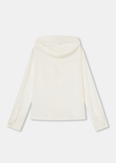 White Shadow-Stripe Hoodie Shirt