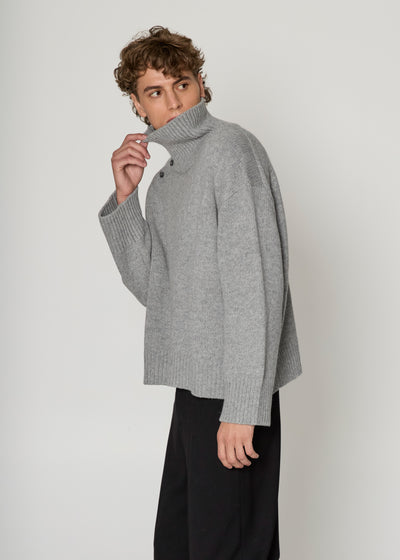 Grey Oversized Cashmere Turtleneck
