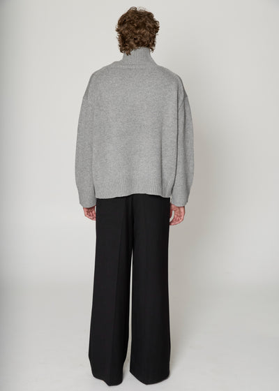 Grey Oversized Cashmere Turtleneck