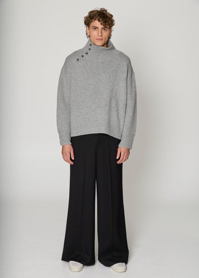 Grey Oversized Cashmere Turtleneck