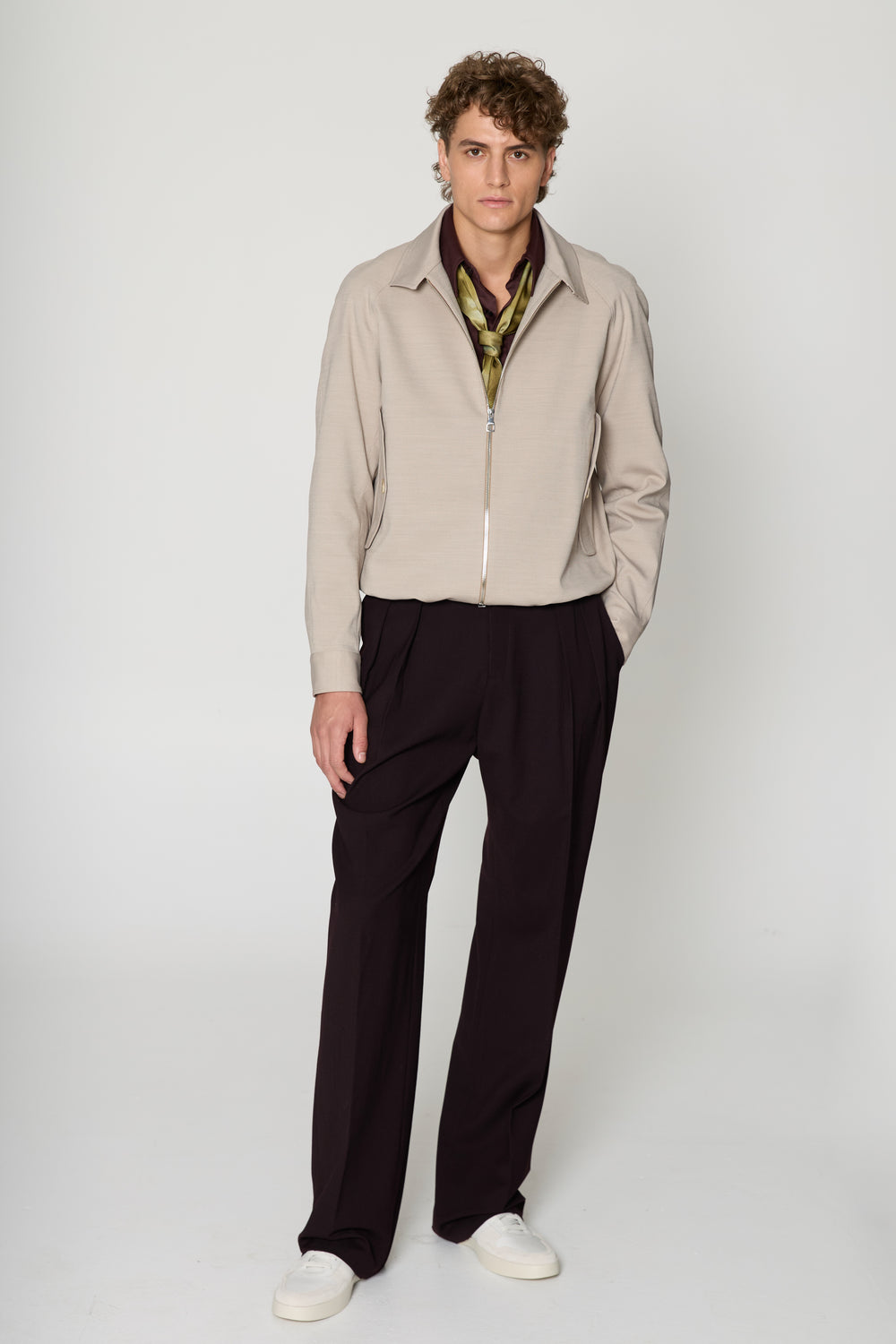 Beige Sport Harrington Jacket