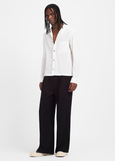 White Shadow-Stripe Hoodie Shirt