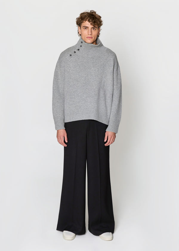 Grey Oversized Cashmere Turtleneck