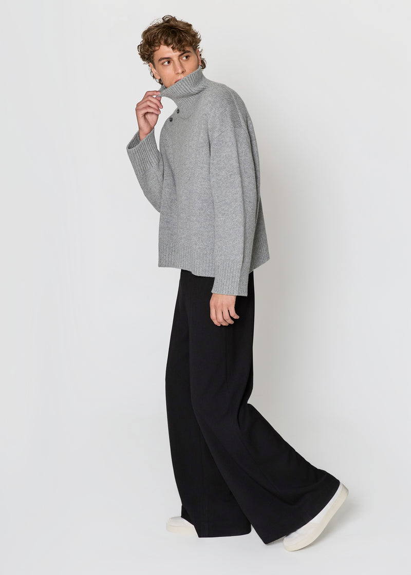 Grey Oversized Cashmere Turtleneck