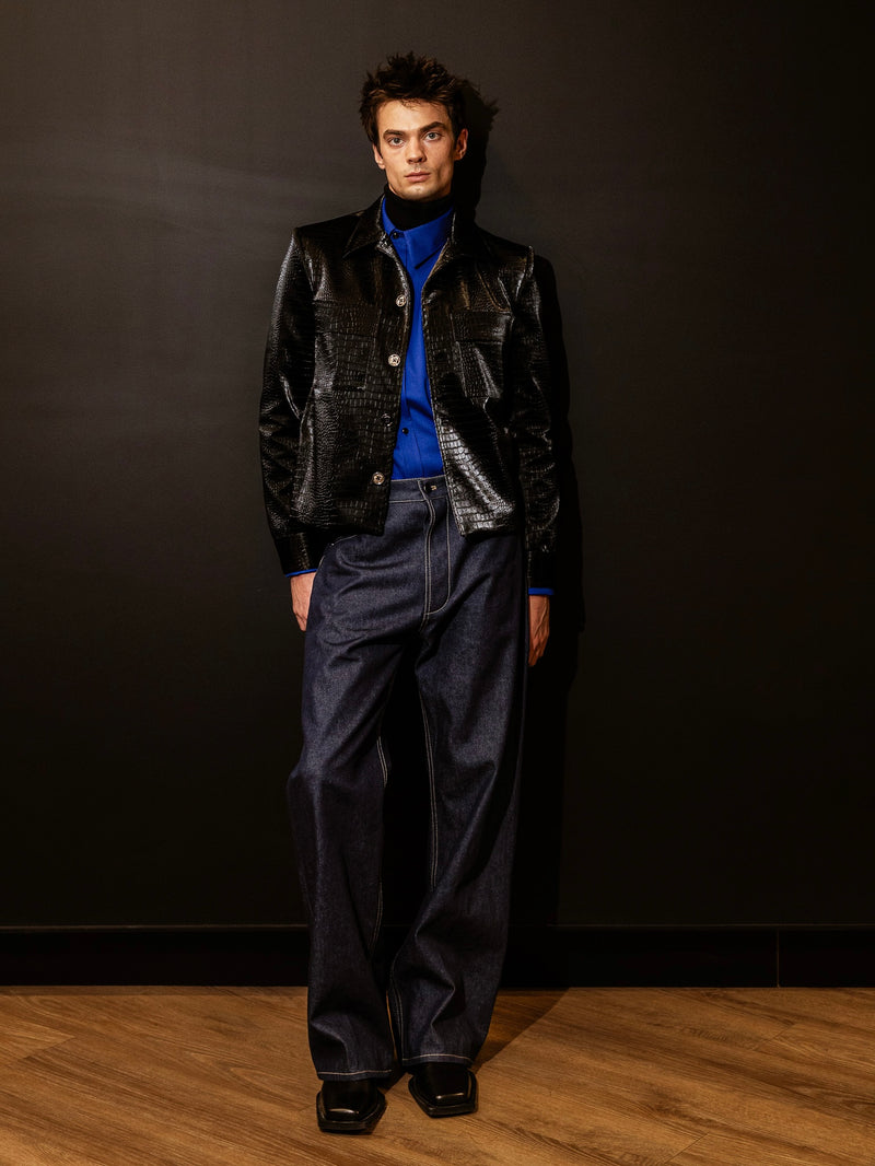 Embossed Leather Jacket  [Pre-Order]