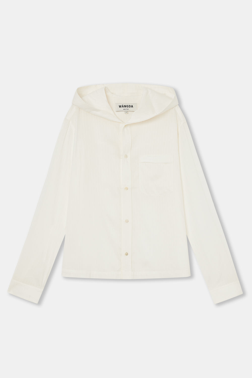 White Shadow-Stripe Hoodie Shirt