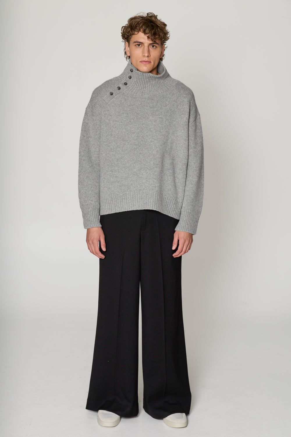 Grey Oversized Cashmere Turtleneck
