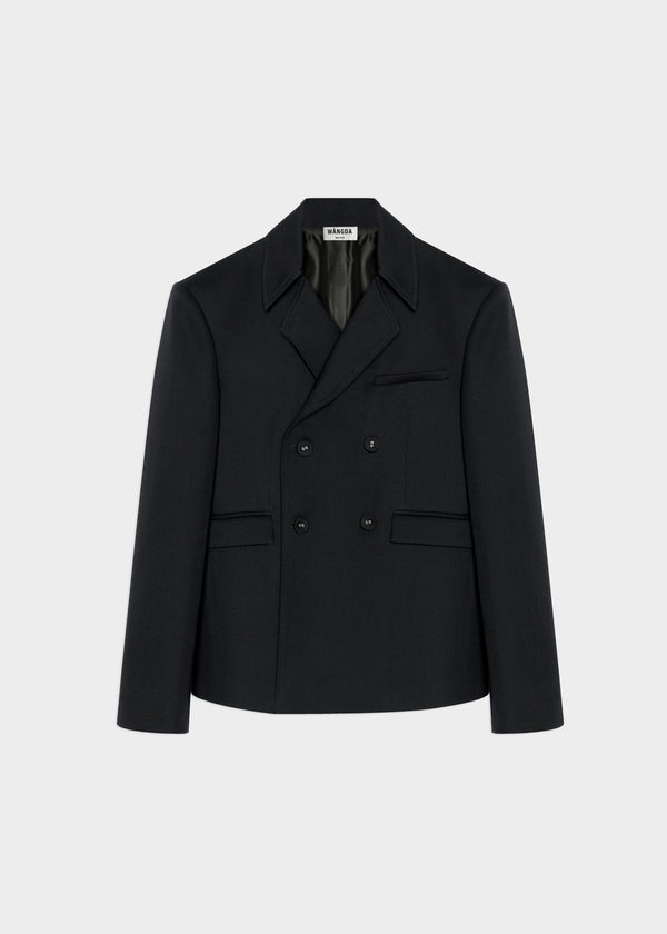 Black Re-engineered Double-Breasted Blazer