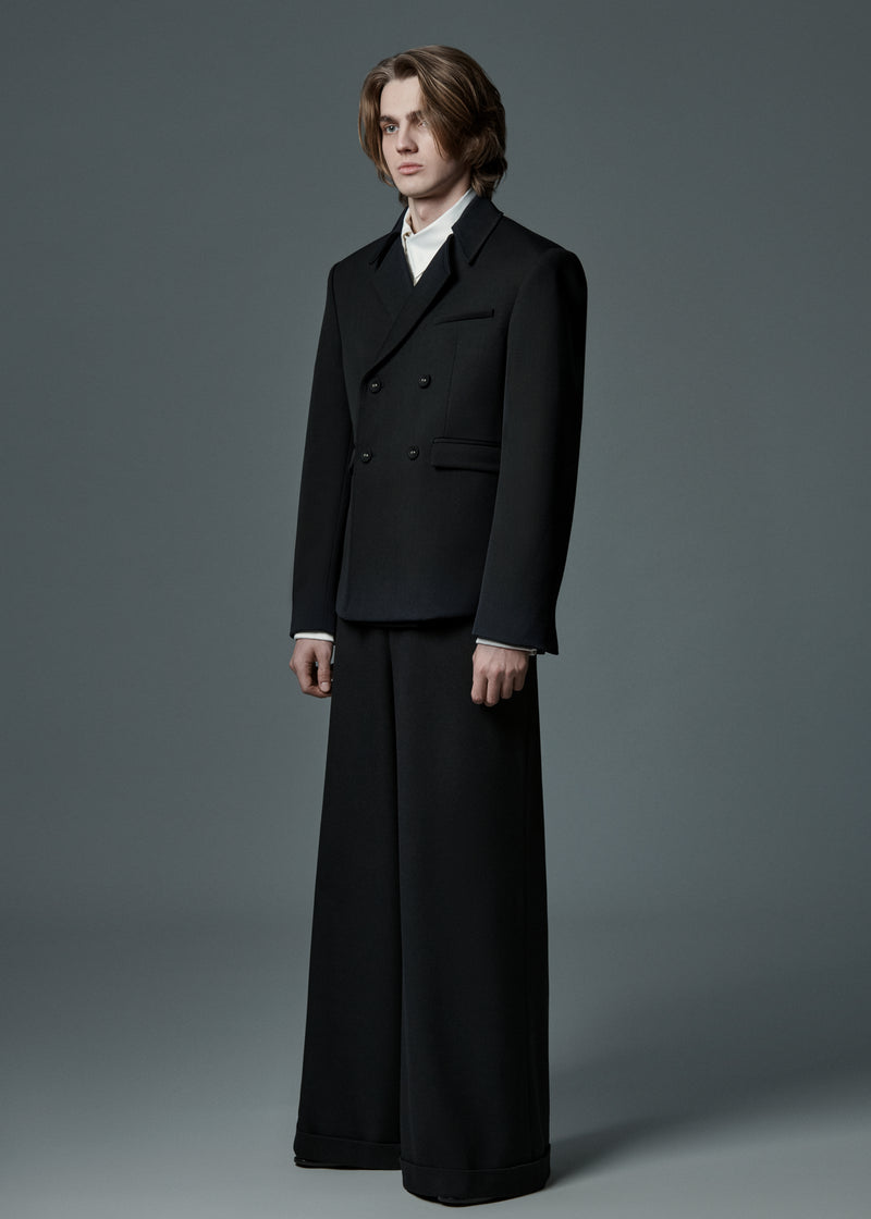 Black Re-engineered Double-Breasted Blazer